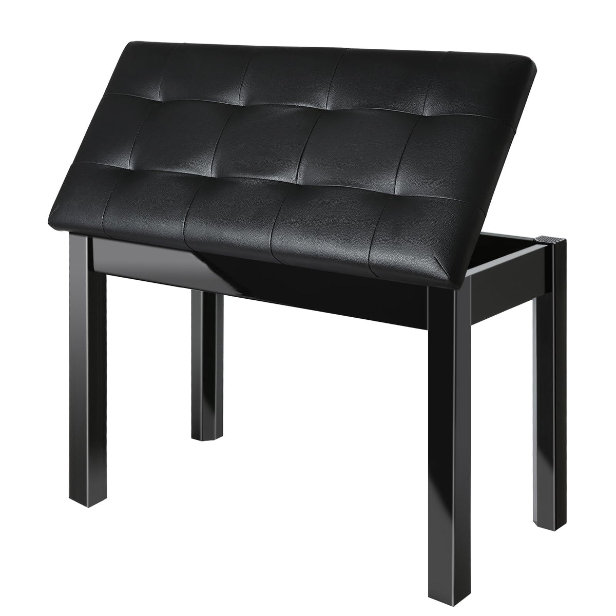 AODSK Wooden Duet Piano Bench with Padded Cushion and Storage Compartment for Music Books 29.13''x12.99''x18.11''(Black) (Duet Piano Bench)