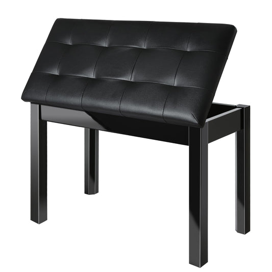 AODSK Wooden Duet Piano Bench with Padded Cushion and Storage Compartment for Music Books 29.13''x12.99''x18.11''(Black) (Duet Piano Bench)
