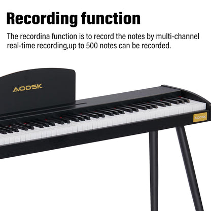 Aodsk 88 Key keyboard piano, Portable Digital Piano for Beginners,128 Tone,128 Rhythm, 20 Demo Song, with Sustain Pedal, Carrying Case, Complimentary Online Piano Lessons