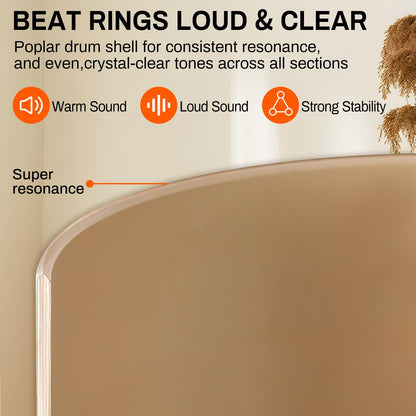 AODSK 5-Piece Beginner Drum Set – 14" Full Size Kit with Throne, Cymbal, Hi-Hat & Pedal