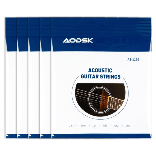 AODSK ギター弦、アコースティック弦 蛍光体ブロンズコーティング アコースティックギター弦、6角スチール弦 5セット(.011-.050)