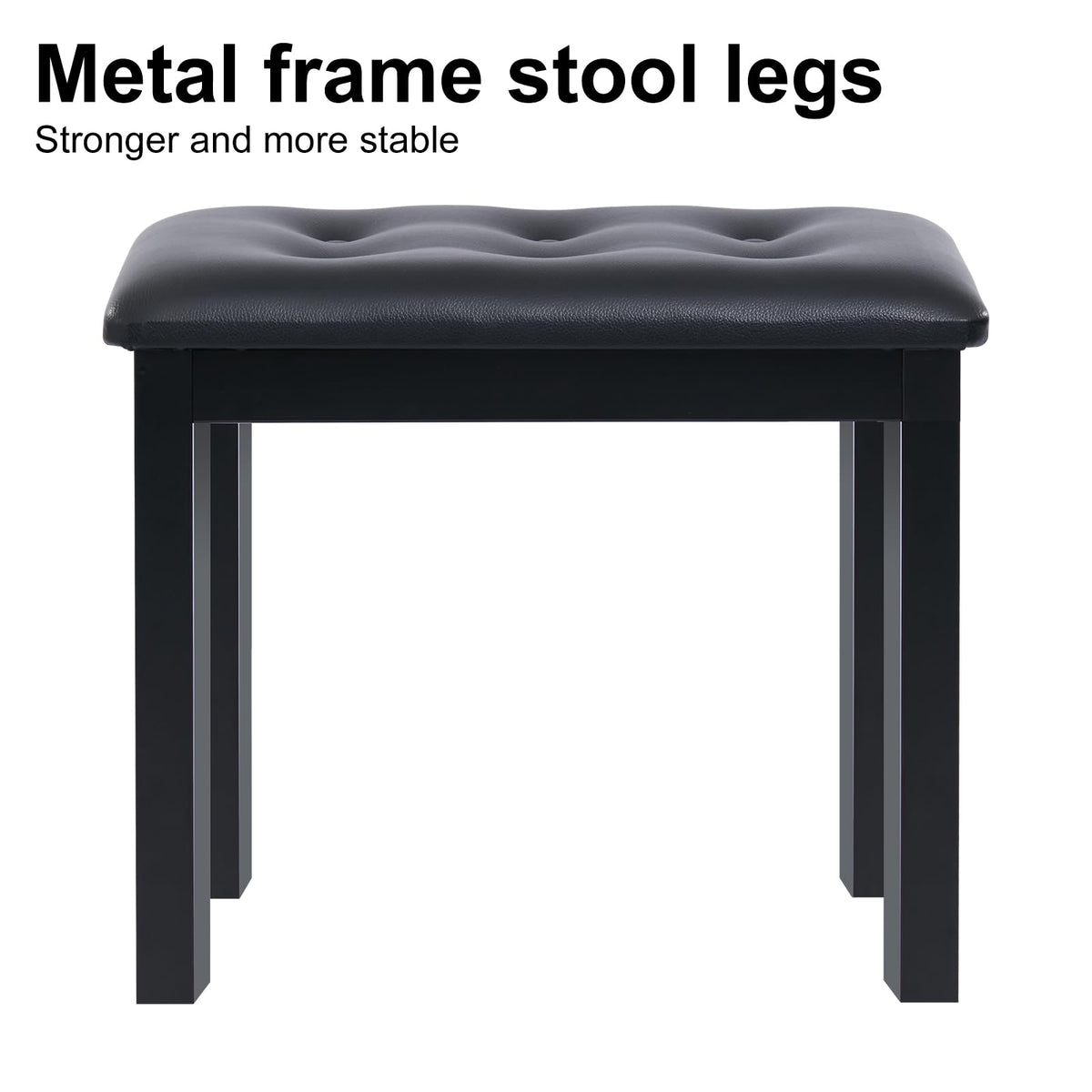 AODSK Piano Bench with Padded Cushion,Iron Leg Material Keyboard Bench,Stronger and More Stable Comfortable PU Leather Piano Chair Seat,17.72''x11.61''x19.49''-Black