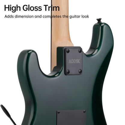 AODSK Electric Guitar, 39" Beginner Electric Guitar Kit, Matte Finish, HSS Pickups, Guitar Starter Kit with AMP, Includes Digital Tuner, Strings, Pick, Vibrato Bar, Capo, Strap, Gig Bag (Green)
