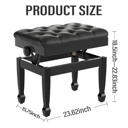 AODSK Adjustable Piano Bench w/Storage, Padded Cushion & Heavy Wood Frame