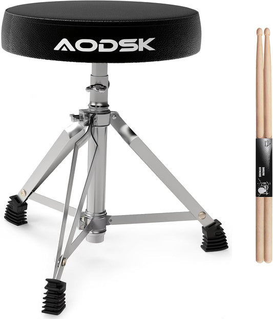 AODSK DP-27 Drum Throne, Padded Foldable Seat Chair for Kids, Adults, Drummers - Black