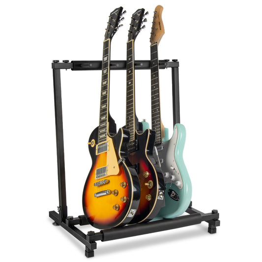 AODSK 3 Multi Guitar Stand Rack with Folding Design, Multiple Guitars Stand,Portable Black Guitar Holder, Black Guitar Display Holder for Guitar & Bass,Studio & Home (3 Guitars)