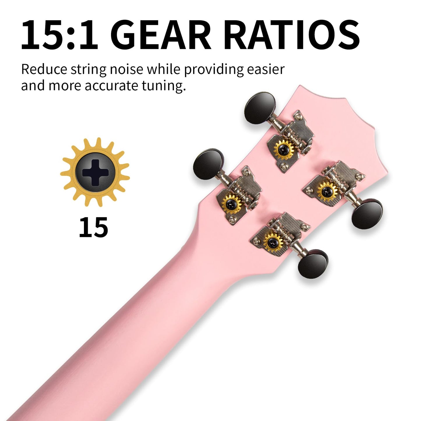 AODSK Soprano Pink Ukulele for Beginner 21 Inch Ukelele with Gig Bag Strap Nylon String 4 Picks Holiday Gift