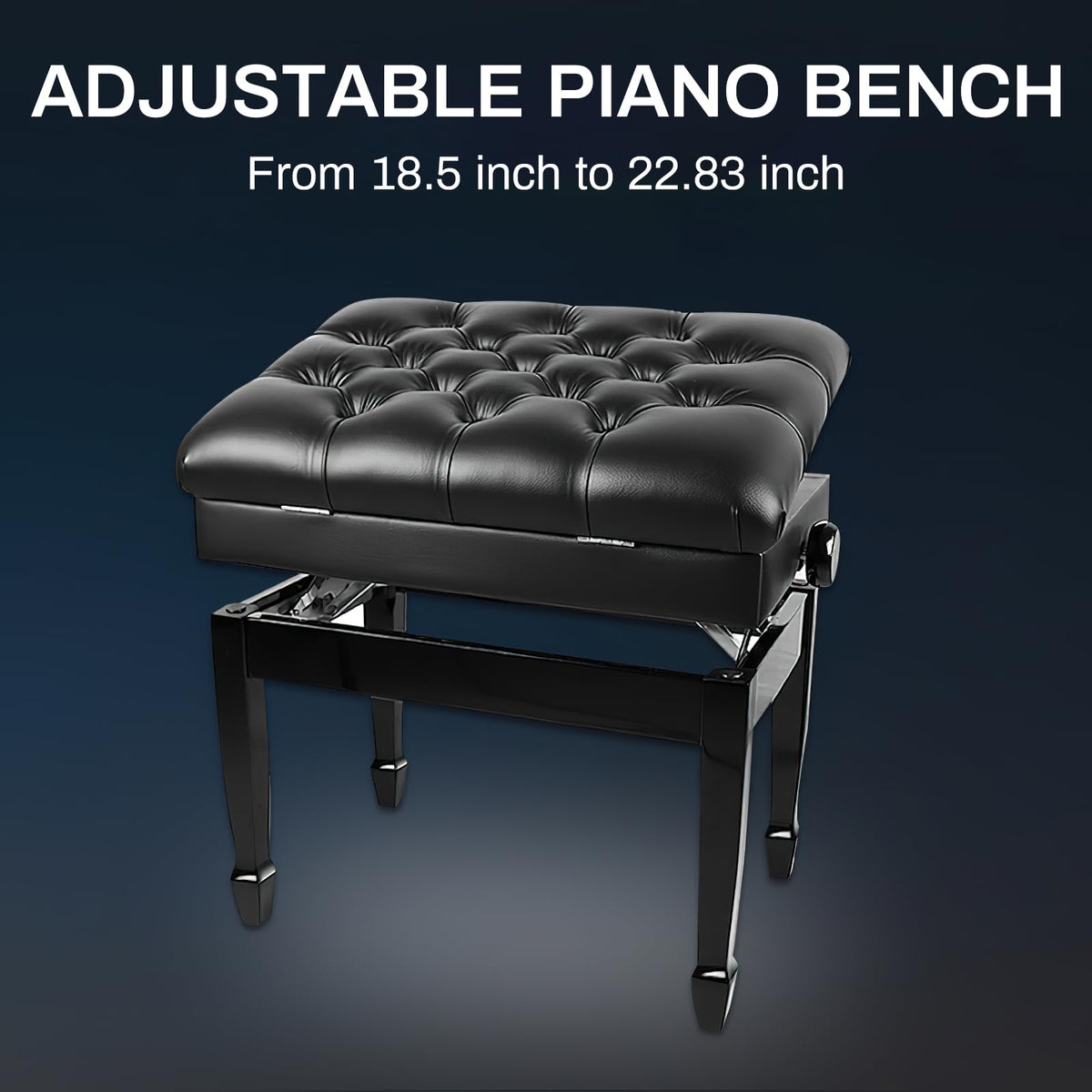 AODSK Adjustable Piano Bench w/Storage, Padded Cushion & Heavy Wood Frame