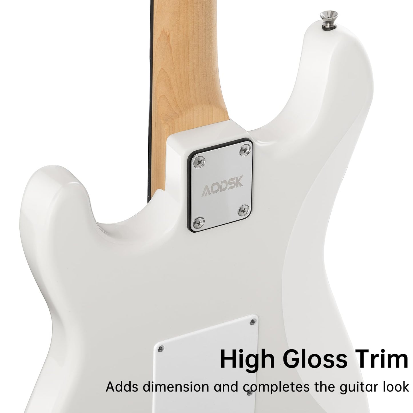 AODSK Electric Guitar for Beginners – 39" White SSS | Bright Clean Tone Electric Guitar Kit with Amp & Full Accessories