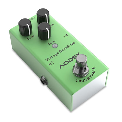 AODSK Electric Guitar Effect Pedal, Vintage Overdrive, Tone, Drive, Volume Adjustable, True Bypass, 9V DC