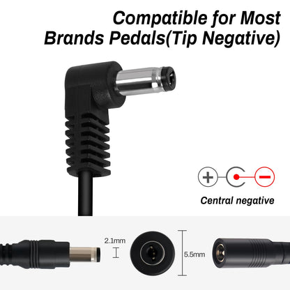 AODSK DC 9V Guitar Pedal Power Supply Adapter, 1A Negative 5 Way Daisy Chain Cables, Used for Guitar Effect Pedals