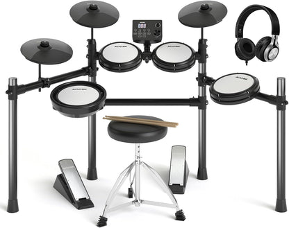 AODSK Electric Drum Set with Quiet Mesh Pads,Electronic Drum for Beginner,USB MIDI,Throne,Headphones,Sticks, Included 15 Kits and 195 Sounds (AED-403-Teenagers Beginners)