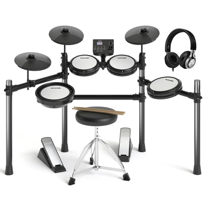 AODSK Electric Drum Set with Quiet Mesh Pads,Electronic Drum for Beginner,USB MIDI,Throne,Headphones,Sticks, Included 15 Kits and 195 Sounds (AED-403-Teenagers Beginners)