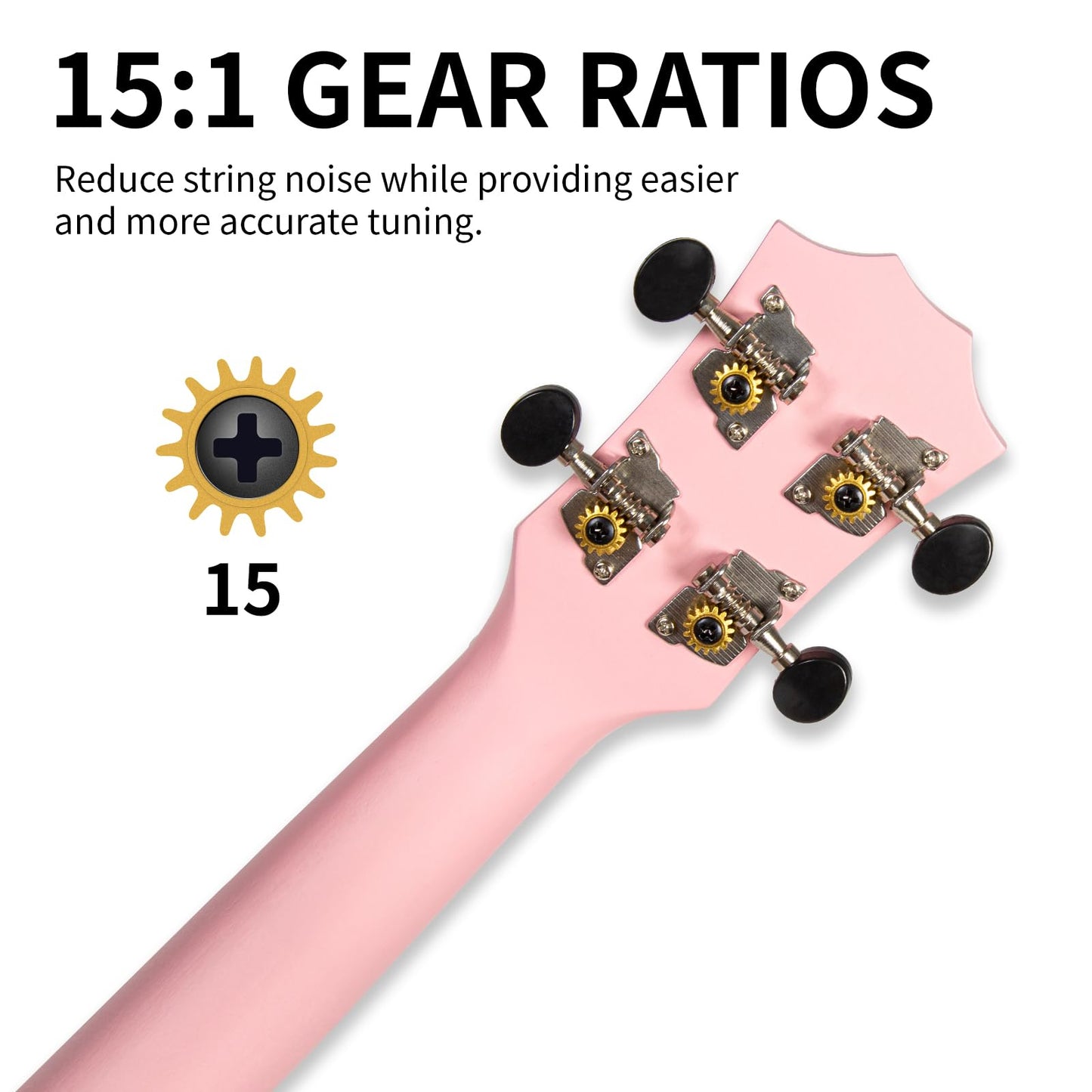 AODSK Concert Pink Ukulele for Beginner 23 Inch Uke with Gig Bag Strap Nylon String 4 Picks Holiday Gift