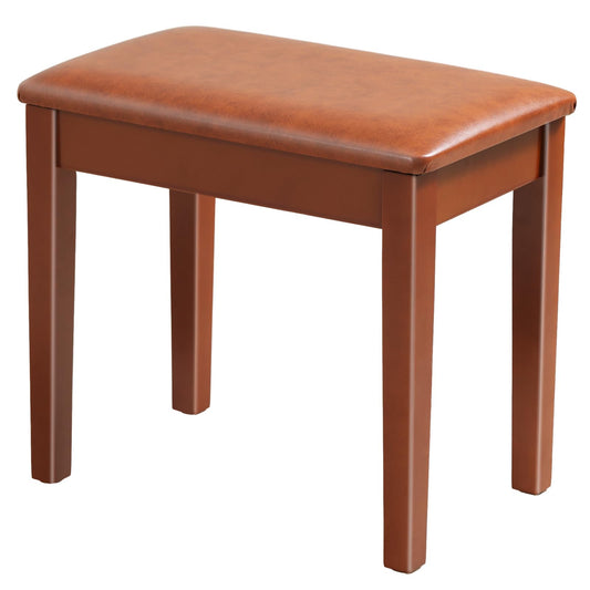 AODSK Piano Bench with Cushion,Solid Wood Keyboard Bench Piano Chair Piano Seat,Brown Piano Stool,13.21 x 21 x 18.2 Inches