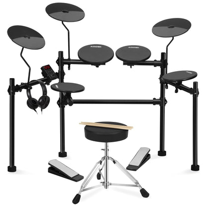 AODSK Electric Drum Set with 4 Quiet Drum Pads,Portable and Solid Drum Set for Beginner with 200 Sounds,2 Switch Pedal,Drum Throne,Drumsticks,Headphones (UAED-403TS)