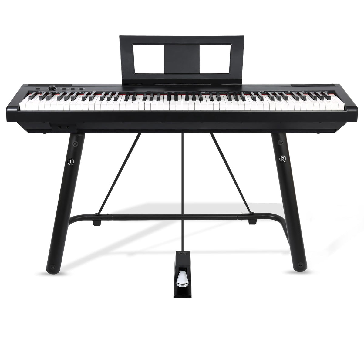 AODSK U-Shaped Design Keyboard Display Stand,Keyboard Stand with Locking Straps,Heavy-Duty Piano Keyboard Stand 88 Key 76 Key 61 Key,Durable & Sturdy,Easy to Assemble,Sleek Black