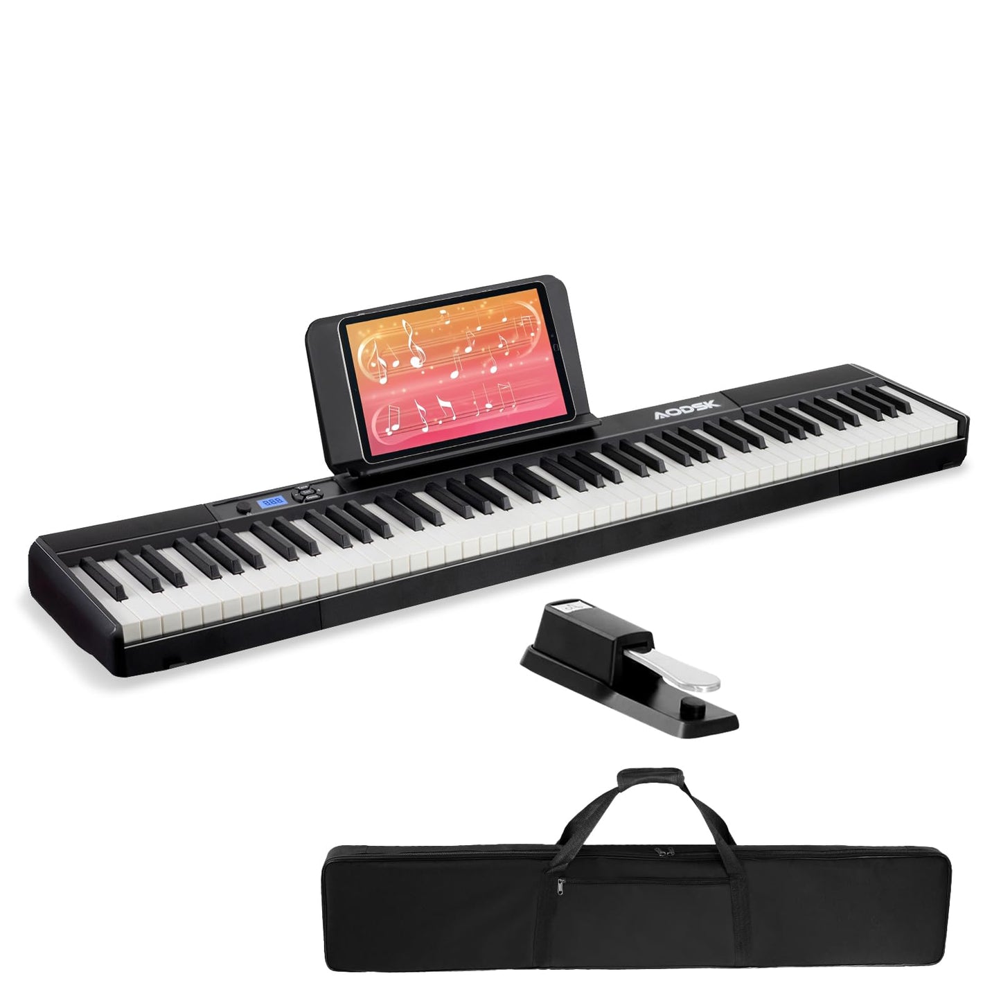 Aodsk 88 Key keyboard piano, Portable Digital Piano for Beginners,128 Tone,128 Rhythm, 20 Demo Song, with Sustain Pedal, Carrying Case, Complimentary Online Piano Lessons