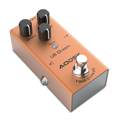 AODSK エレキギターエフェクトペダル、ストロングディストーション、トーン、ディスト、ボリューム、トゥルーバイパス、9V DC（US Dream）