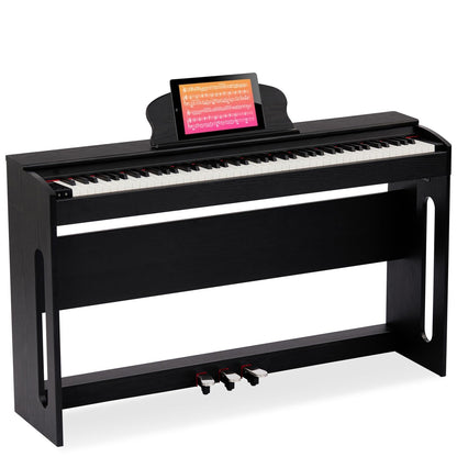 AODSK 88-Key Weighted keyboard piano,Hammer Action Digital Piano with Speakers,Furniture Stand and Triple Pedals,piano keyboard 88 keys Beginner's Course- Support Headphones,Piano Lessons,B-83S