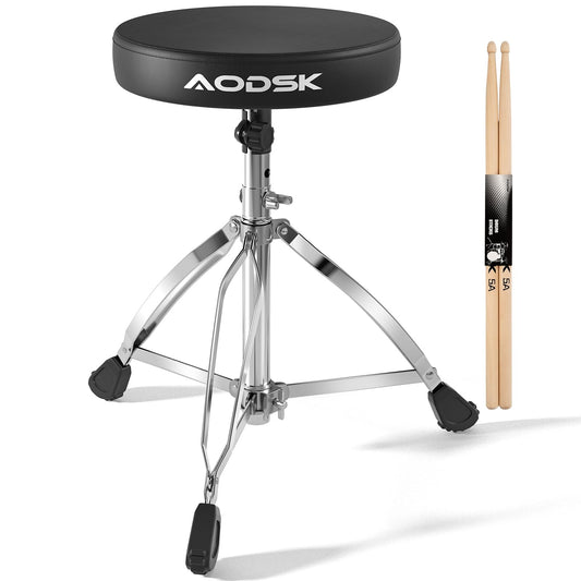 AODSK Heavy-Duty Drum Throne - Adjustable Height 17.13-23.62 Inches, Comfortable PU Surface, Extra-Thick Seat, 400 lbs Weight Capacity, Ideal for Adult Drummers