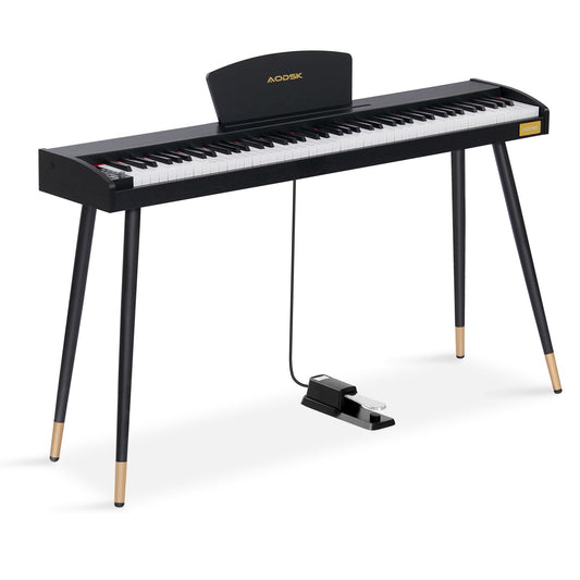 AODSK 88 Keys Digital Piano,Full-size semi weighted key,128 Tones & Rhythms, MIDI/USB Connectivity, Headphone Jack