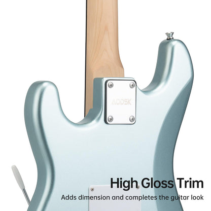 AODSK Electric Guitar, 39" Beginner Electric Guitar Kit, Matte Finish, HSS Pickups, Guitar Starter Kit with AMP, Includes Digital Tuner, Strings, Pick, Vibrato Bar, Capo, Strap, Gig Bag, Blue