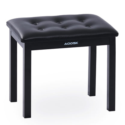 AODSK Piano Bench with Padded Cushion,Iron Leg Material Keyboard Bench,Stronger and More Stable Comfortable PU Leather Piano Chair Seat,17.72''x11.61''x19.49''-Black