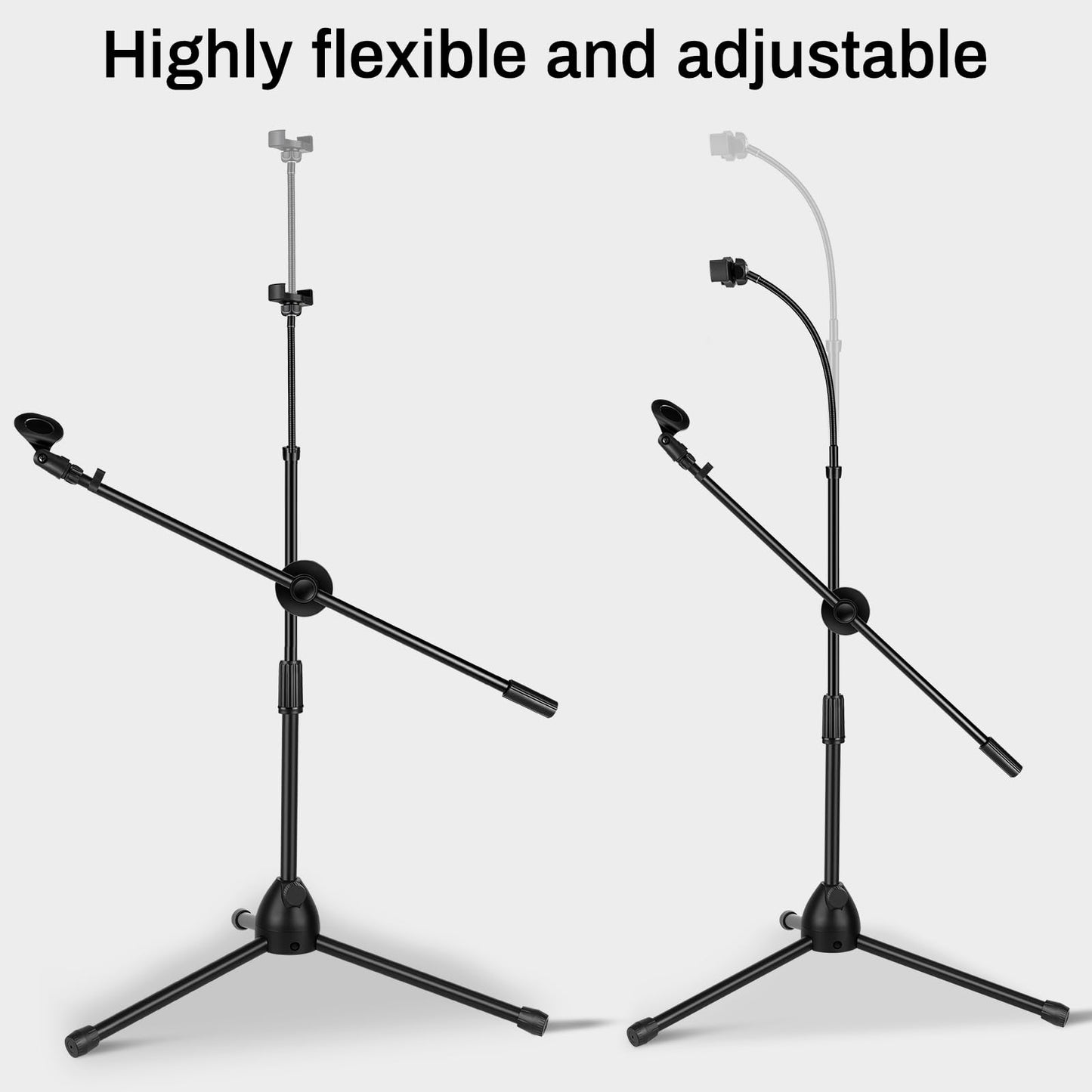AODSK Deluxe Tripod Microphone Stand with Boom Arm & Twist Clutch Height Adjustment (Gooseneck version)