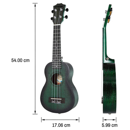 AODSK Soprano Green Ukulele for Beginner 21 Inch Ukelele with Gig Bag Strap Nylon String 4 Picks Holiday Gift