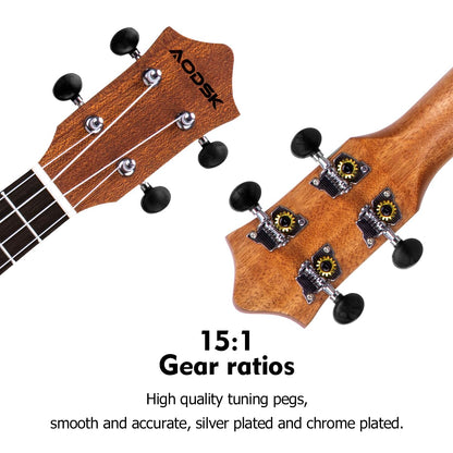 AODSK Soprano Ukulele for Beginner 21 Inch Ukelele Kit with Gig Bag Nylon String 4 Picks Cloth Online Lesson Holiday Gift