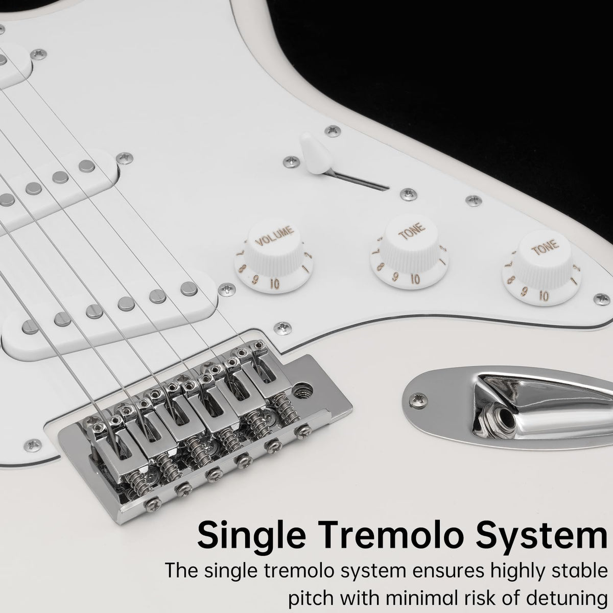 AODSK Electric Guitar for Beginners – 39" White SSS | Bright Clean Tone Electric Guitar Kit with Amp & Full Accessories