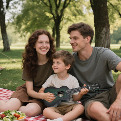 AODSK Soprano Green Ukulele for Beginner 21 Inch Ukelele with Gig Bag Strap Nylon String 4 Picks Holiday Gift