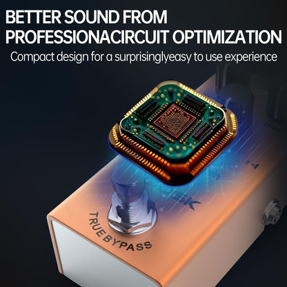 AODSK エレキギターエフェクトペダル、ストロングディストーション、トーン、ディスト、ボリューム、トゥルーバイパス、9V DC（US Dream）