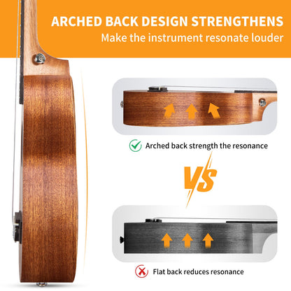 AODSK Concert Ukulele for Beginner 23 Inch Uke with Gig Bag Strap Nylon String 4 Picks Holiday Gift