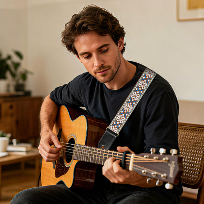 AODSK Guitar Strap Vintage Woven Adjustable,includes 2 Strap Locks, For Bass, Electric & Acoustic Guitars (Boho Weave)