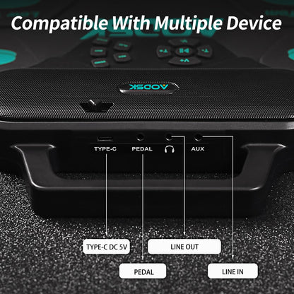 AODSK Electronic Drum Set,9 Practice Pad with Headphone Jack,Roll-up Machine Built-in Speaker Drum Pedals Drum Sticks,Great Holiday Christmas Birthday Gift