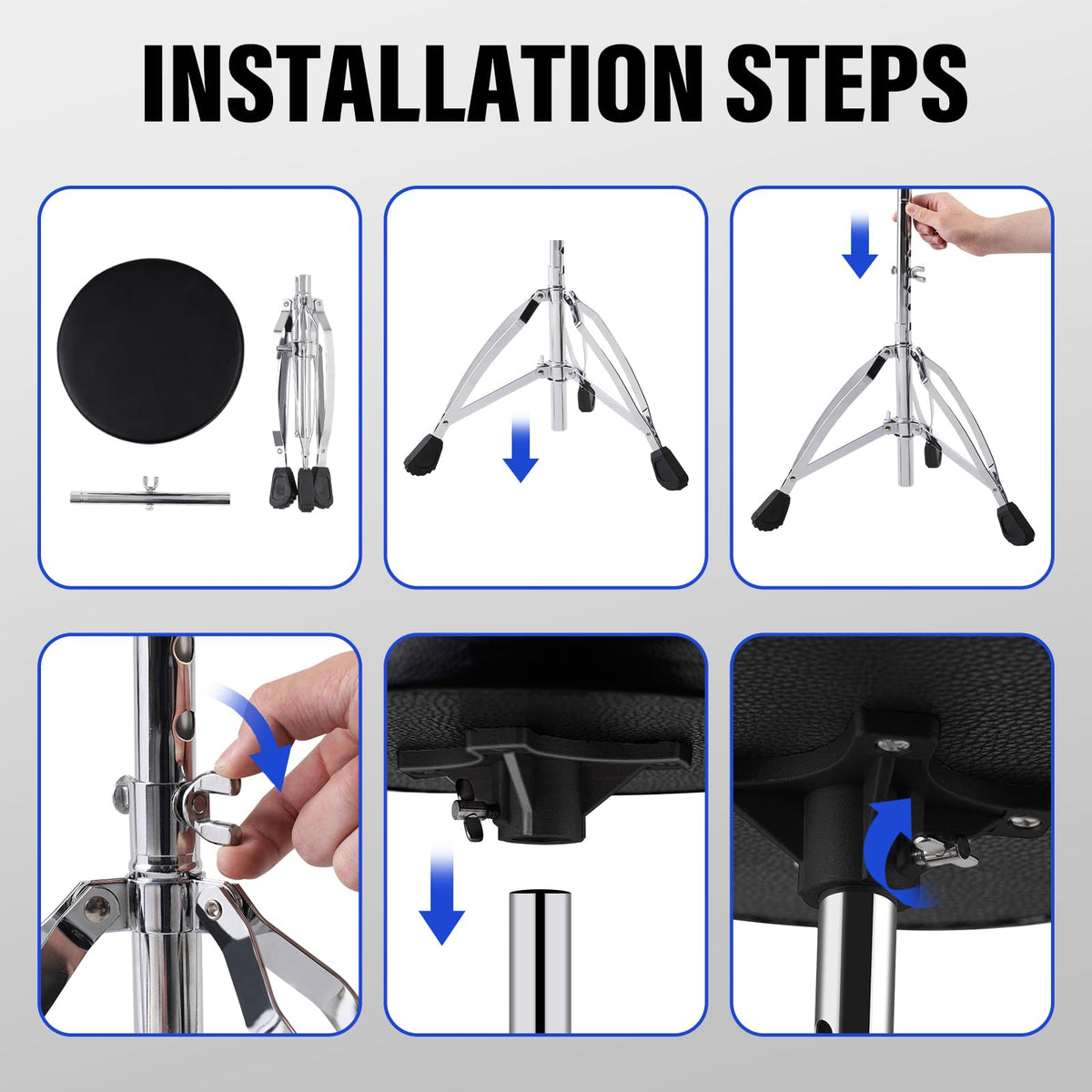 AODSK Drum Throne, Widened and Thickly Padded Adjustable Drum Stool, Height Adjustable Range: 16.34 in-20.67 in Suitable for Children, Adult Drummers(DP-27)