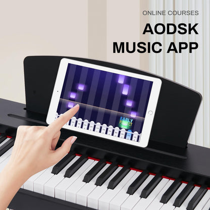 Aodsk 88 Key keyboard piano, Portable Digital Piano for Beginners,128 Tone,128 Rhythm, 20 Demo Song, with Sustain Pedal, Carrying Case, Complimentary Online Piano Lessons