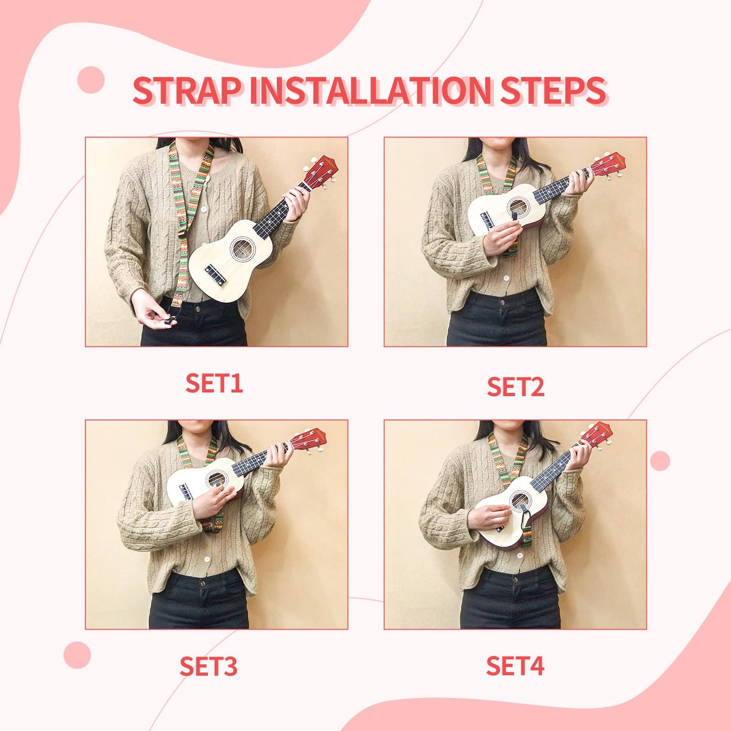 AODSK Soprano Black Ukulele for Beginner 21 Inch Ukelele with Gig Bag Strap Nylon String 4 Picks Holiday Gift