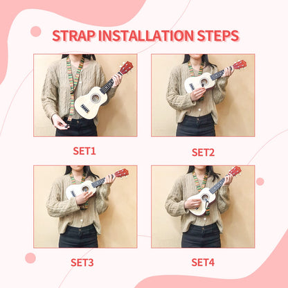 AODSK Soprano Black Ukulele for Beginner 21 Inch Ukelele with Gig Bag Strap Nylon String 4 Picks Holiday Gift