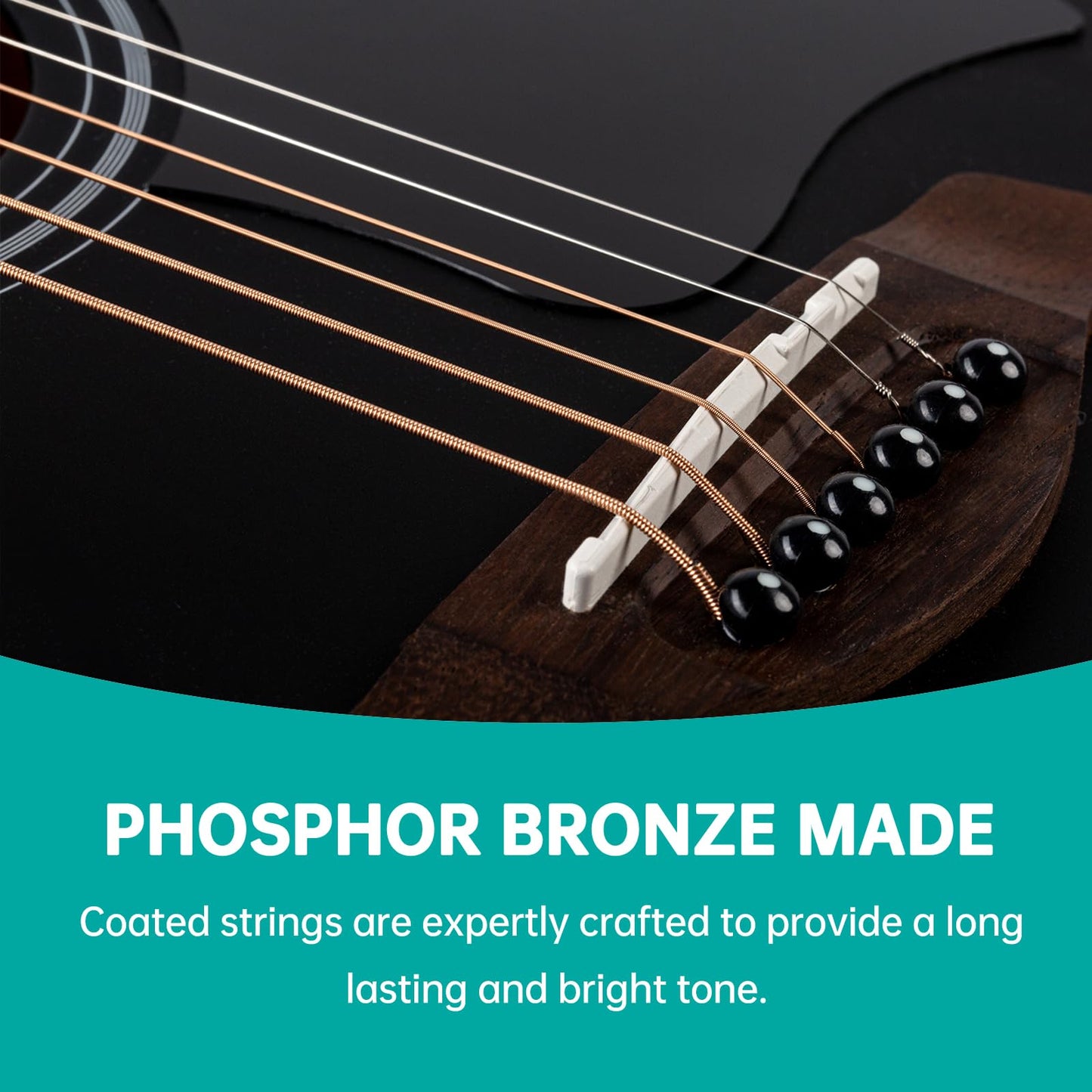 AODSK Guitar Strings,Light Acoustic Strings Phosphor Bronze Coating Acoustic Guitar Strings,5 Sets of 6 Hex Steel String(.011-.050)