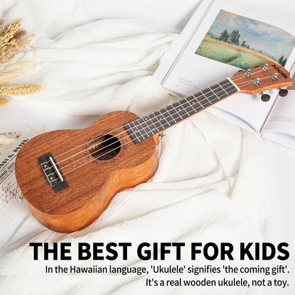 AODSK Soprano Ukulele for Beginner 21 Inch Ukelele with Gig Bag Strap Nylon String 4 Picks Holiday Gift