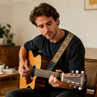 AODSK Guitar Strap Vintage Woven Adjustable,includes 2 Strap Locks, For Bass, Electric & Acoustic Guitars (Solar Weave)