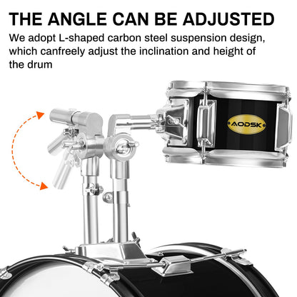 AODSK 5-Piece Beginner Drum Set – 14" Full Size Kit with Throne, Cymbal, Hi-Hat & Pedal