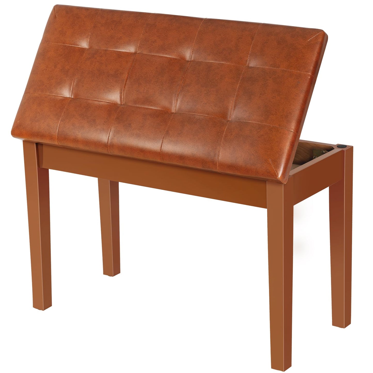 AODSK Wooden Duet Piano Bench with Padded Cushion and Storage Compartment for Music Books 29.13''x12.99''x18.11''(Brown)
