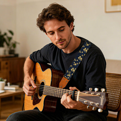 AODSK Guitar Strap Vintage Woven Adjustable,includes 2 Strap Locks, For Bass, Electric & Acoustic Guitars (Sakura Wave)