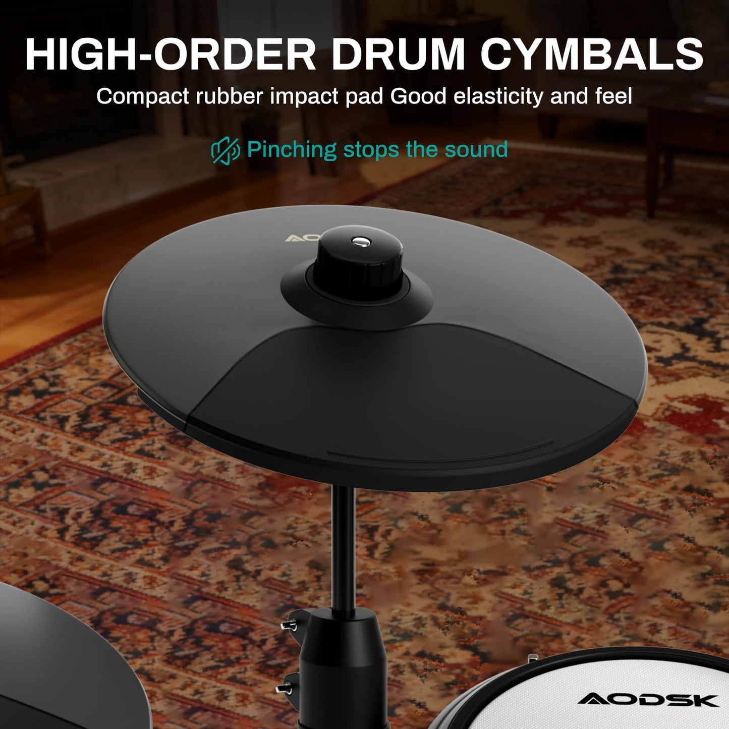 AODSK Electric Drum Set with Quiet Mesh Pads,Electronic Drum for Beginner,USB MIDI,Throne,Headphones,Sticks, Included 15 Kits and 195 Sounds (AED-403-Teenagers Beginners)