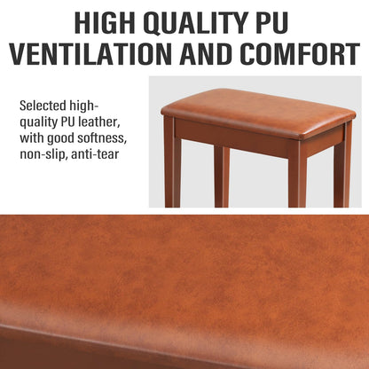 AODSK Piano Bench with Cushion,Solid Wood Keyboard Bench Piano Chair Piano Seat,Brown Piano Stool,13.21 x 21 x 18.2 Inches