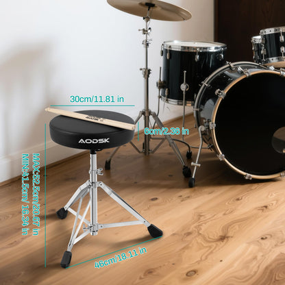 AODSK ヘビーデューティドラムスローン - 高さ調節可能17.13-23.62インチ、快適なPU表面、極厚シート、耐荷重400ポンド、大人ドラマーに最適